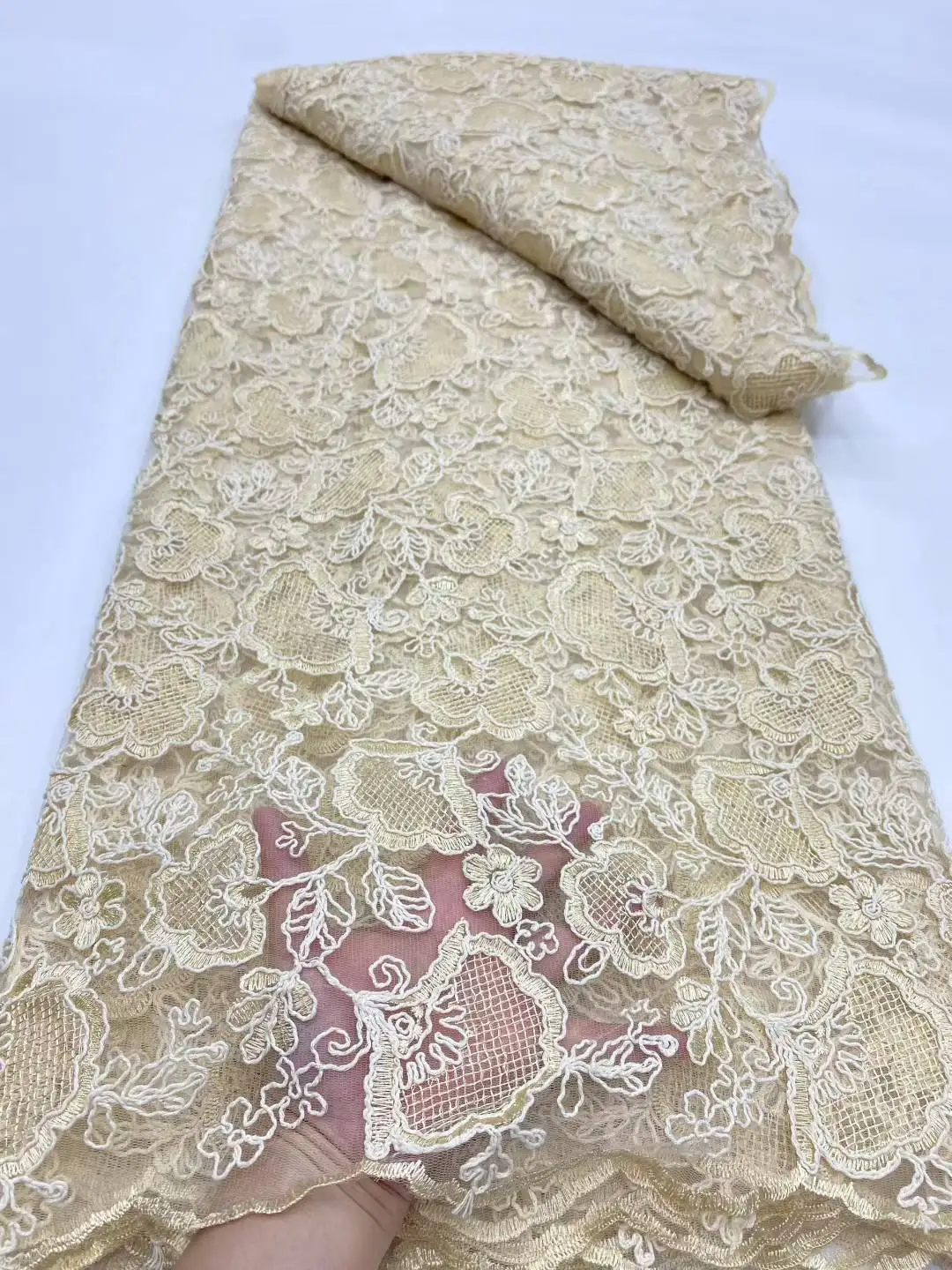 아프리카 그물 레이스 원단 여성을위한 고품질 프랑스 나이지리아 자수 메쉬 원단 럭셔리 웨딩 드레스, 5 야드