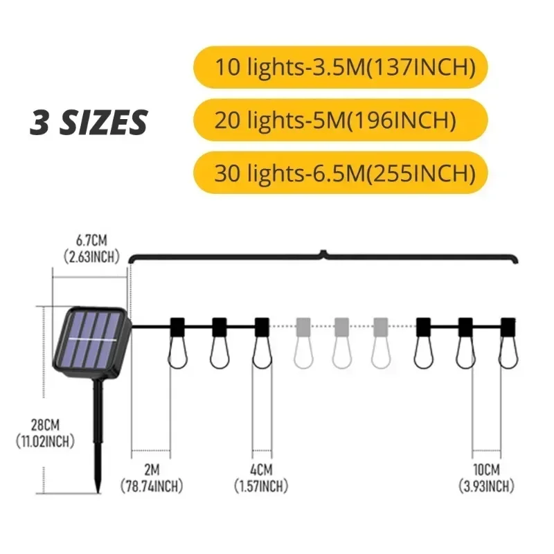 Luci a stringa solari a LED Lampada solare IP65 Ghirlanda natalizia impermeabile per esterni Lampada da fata per mobili da giardino per decorazioni