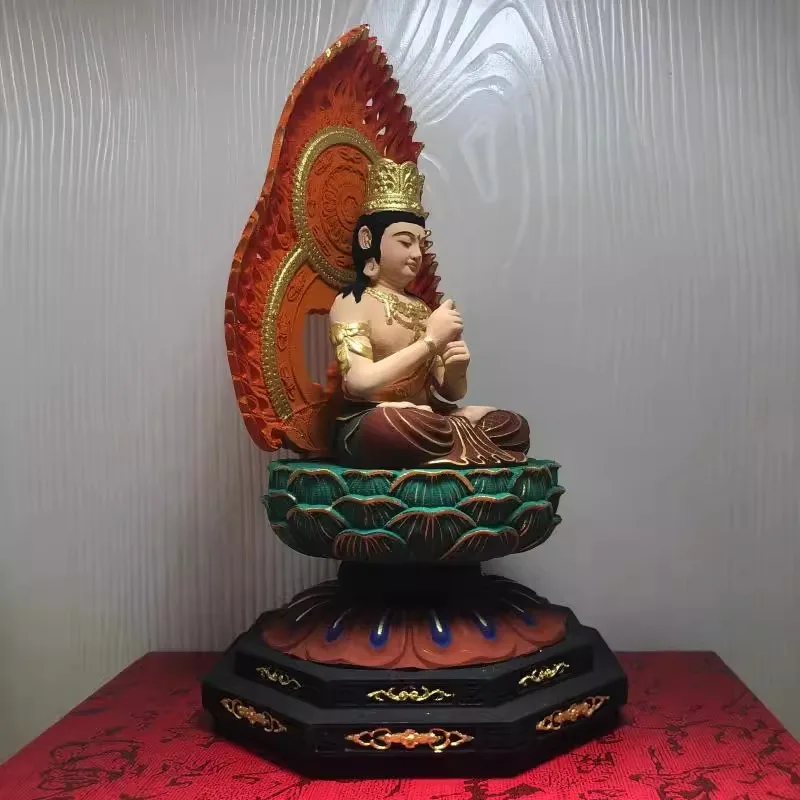 Samantabhadra Bodhisattva Statue, Hand-Carved Wood Buddha Figurine for Home Altar Temple Decor, Auspicious Gift
