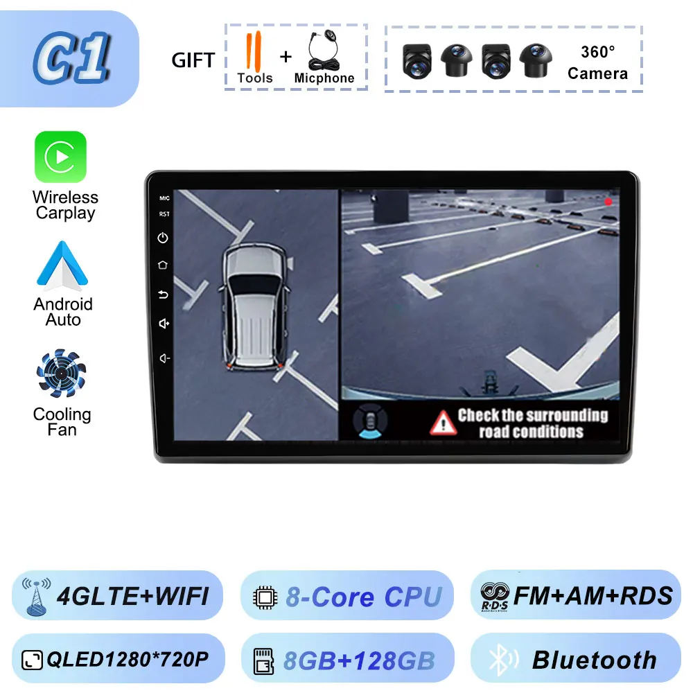 Video Speler Carplay Autoradio voor Fiat Ducato 2007 2008 2009 2010 2011 2012-2015 Android 15 Stereo multimedia BT Auto Android
