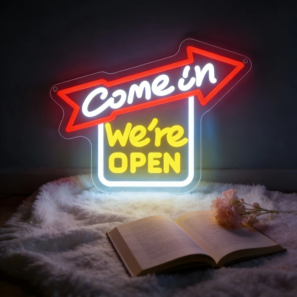 come-in-we're-open-ネオンサイン-usb調光可能ledネオンライト-店舗、コーヒーショップ、ブティック、ベーカリー用-目を引くビジネスサイン