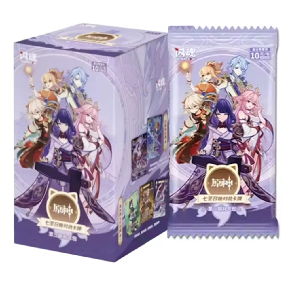 

Подлинная ударная карта Genshin The Third Bullet Hu Tao Zhongli Stage III Genius Invokation TCG Battle Card Коллекционные карты аниме