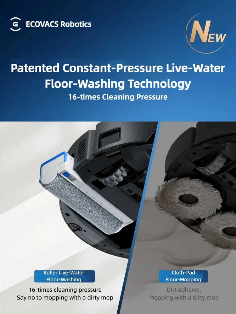 Robot Vacuum with Mop 16600Pa Suction OZMO Roller Mop Smart Home Automatic Cleaner for Hotels