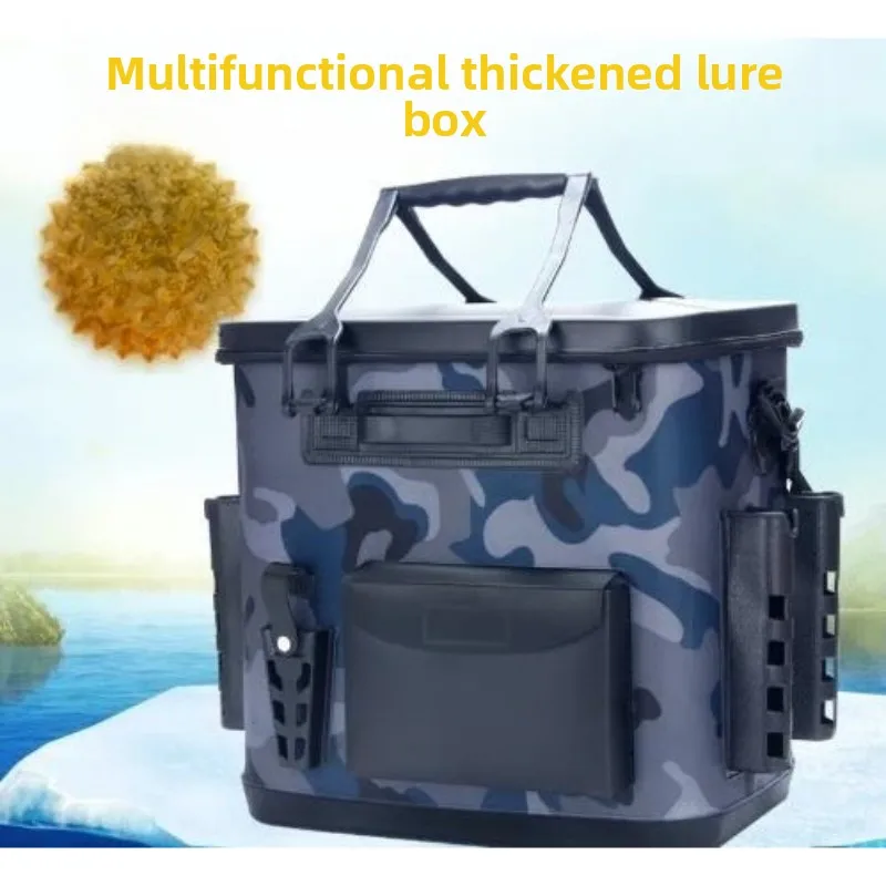 Heavy-Duty Thickened EVA Fishing Bucket, Multifunctional Storage Case Holding Full Fishing Gear for Shore and Sea Angling