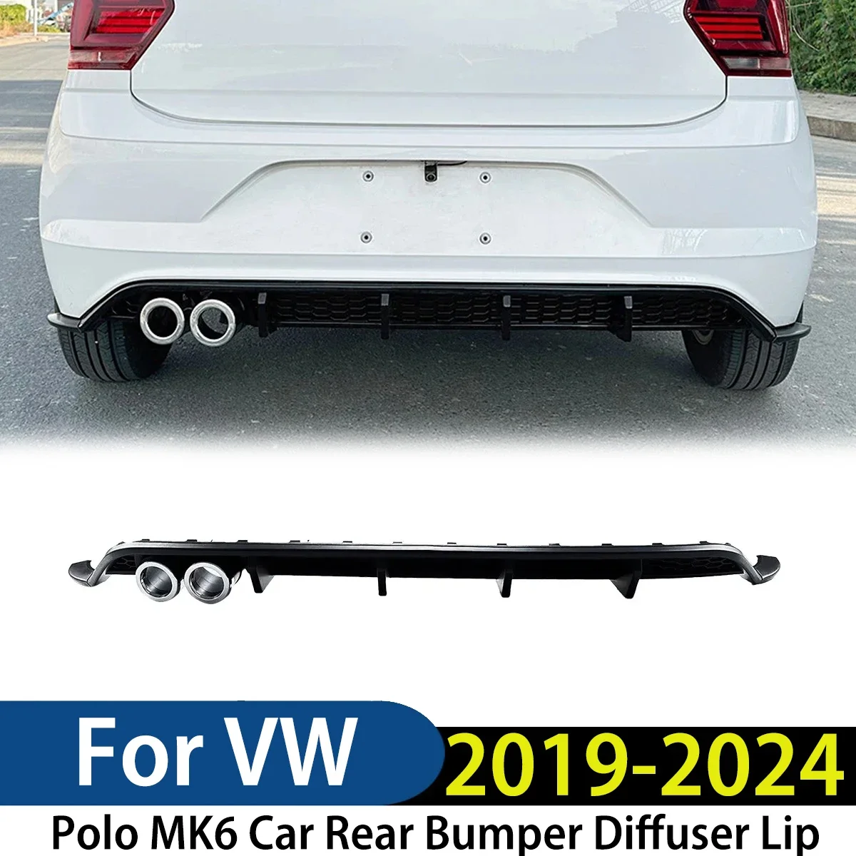 For Volkswagen Polo MK6 2019-2024 Car Rear Bumper Diffuser Lip Splitters Spoiler Protector Guard Body Kit Modification Exterior