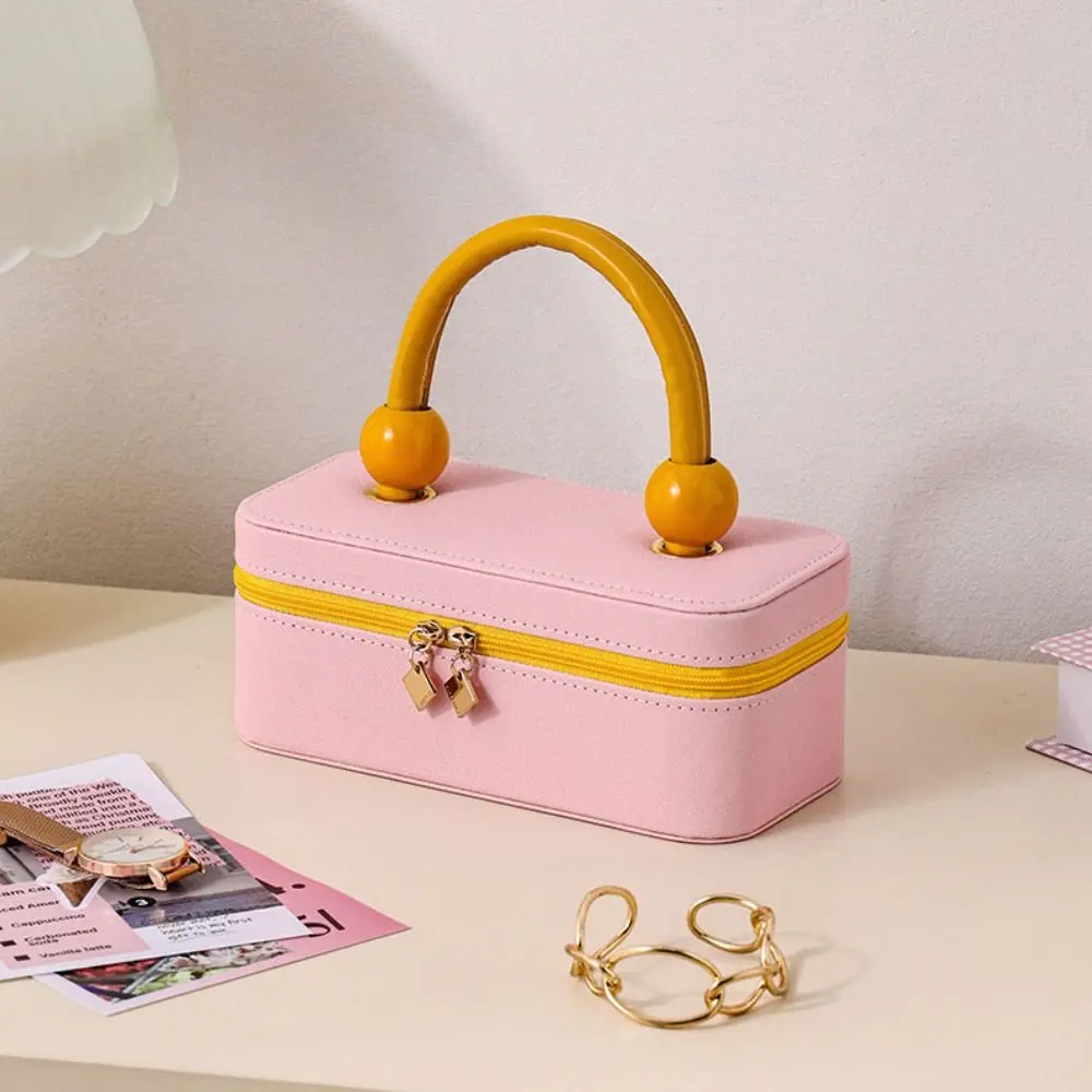 Creative Large Capacity Jewelry Box Multi-grids Hand-held Jewelry Storage Case Dust-proof Leather Necklace Storage Box Travel