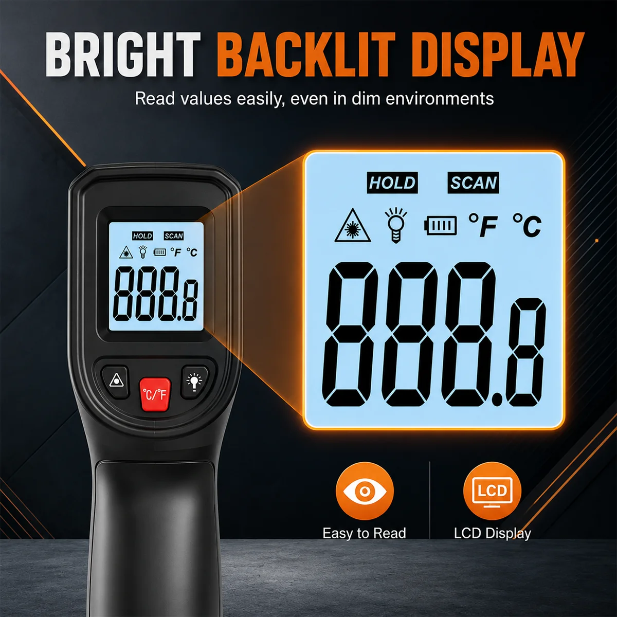 T600 T600A Infrarot-Thermometer -50 ° C bis 600 ° C Berührungsloses digitales IR-Temperaturmessgerät 12:1 Schnell 0,5s Laser-Thermometer – Detail 5