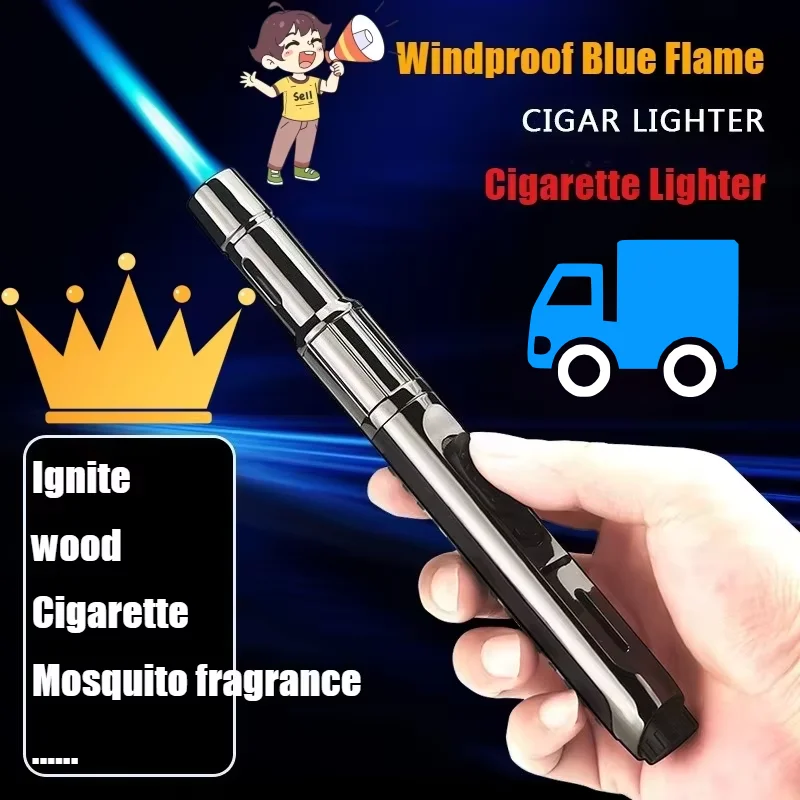 

Newest Cigar Igniter Airbrush Windproof Blue Flame Open Flame Smoke Alloy Cigarettes Lighters & Smoking Accessories Direct Sales