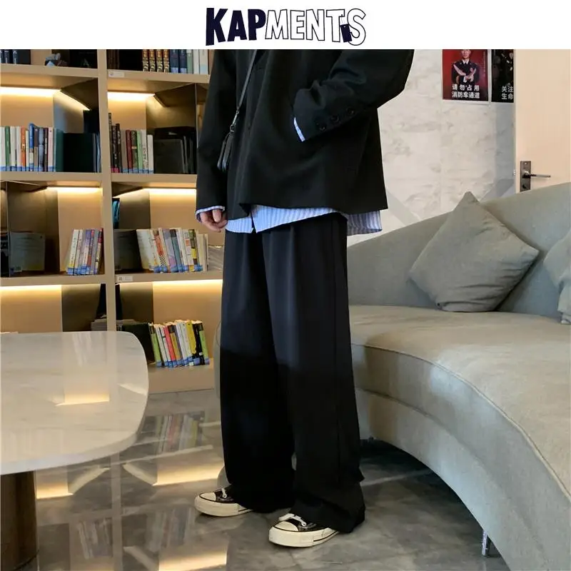 KAPMENTS Men Korean Fahions Wide Leg Sweatpants 2023 Mens Black Harajuku Baggy Harem Pants Male Japanese Streetwear Joggers