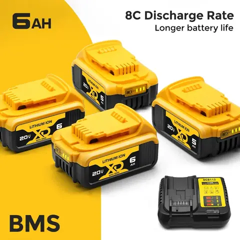 SU Dewalt 20V 배터리 용 교체 배터리 업그레이드 리튬 Max XR DCB200 DCB201 DCB203 DCB204 DCB206 무선 전동 공구