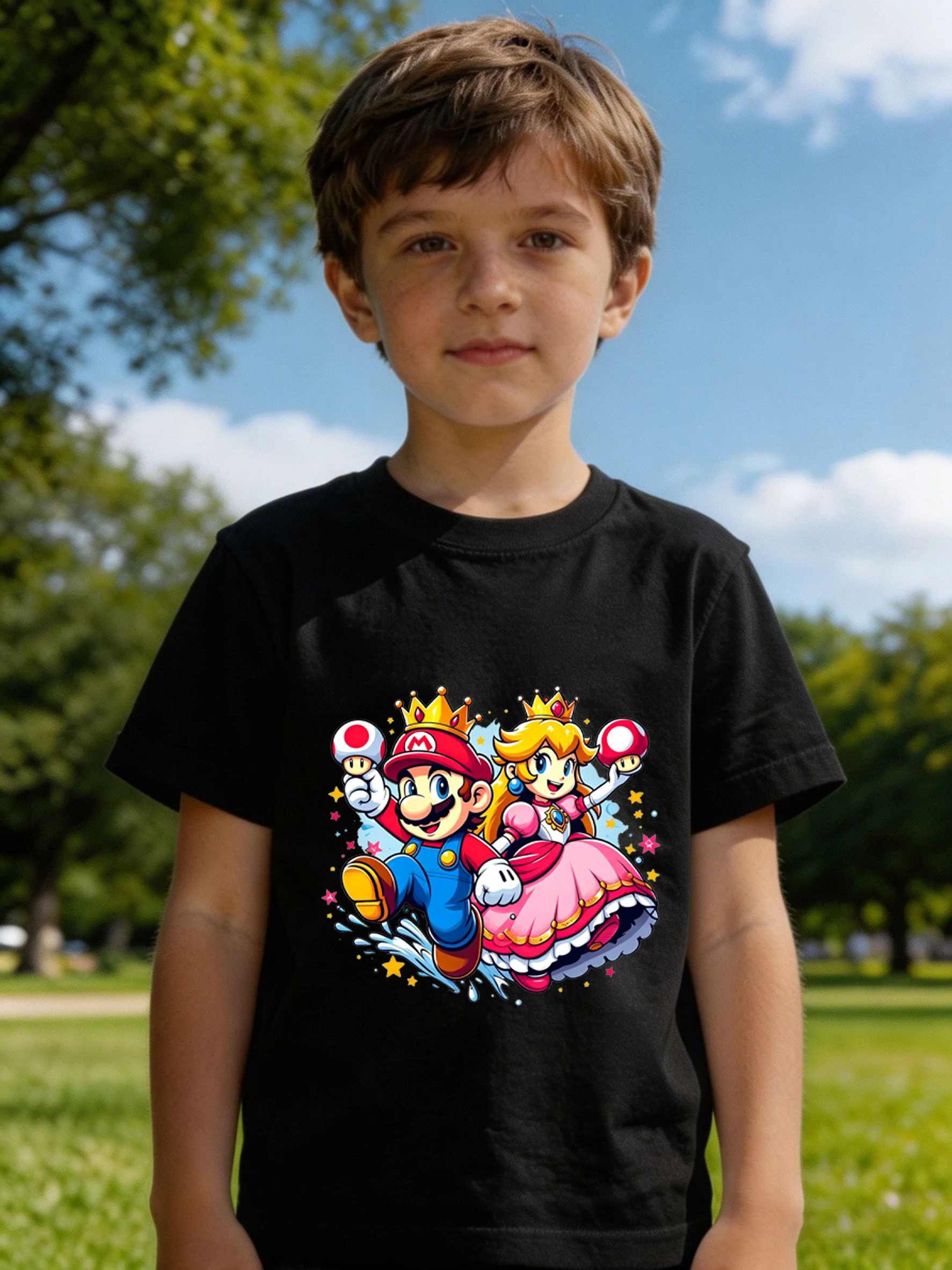 Summer NEW Pure Cotton Printed Children's Short Sleeves, Suitable for Both Boys and Girls, Cute and Suitable As A Gift