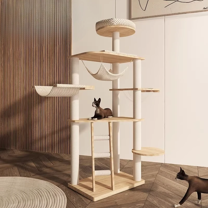 

Castle Modern Cat Tower Climbing Stairs Wooden Things Cat Tower Scratcher Kittens Goods Rope Arranhador Para Gato Home Decor