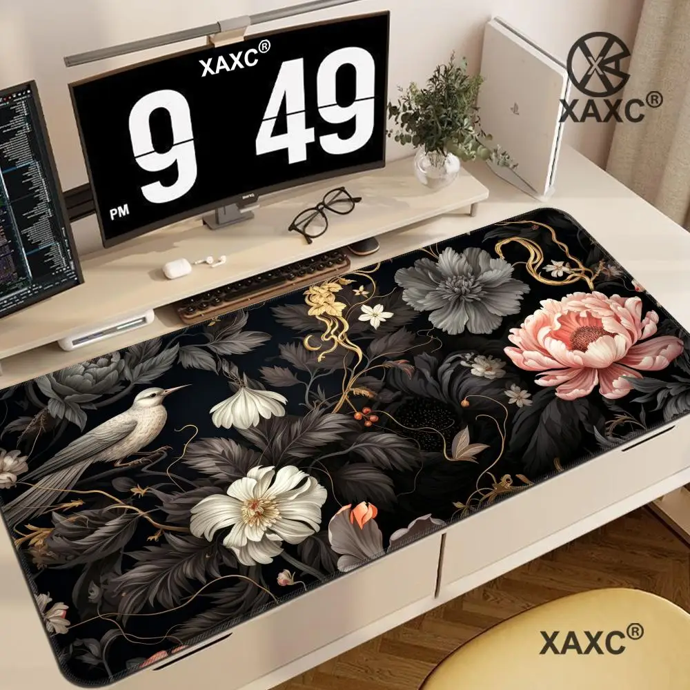 

Flower And Bird Work Desk Upgrade Gaming Mouse Pad Cloth Surface Anti Slip Rubber Base Large Desk Mat PC Laptop Keyboard HYBXXC