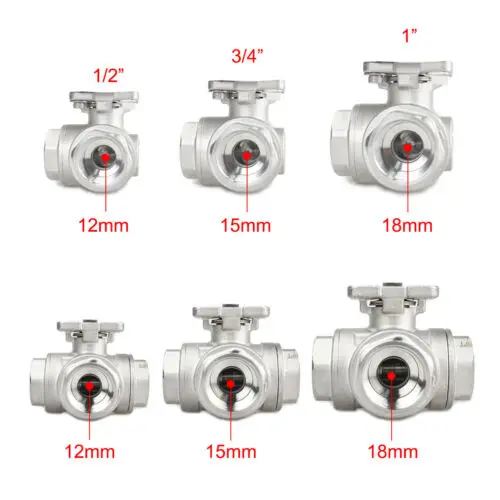 High Quality 1/2" DN15 AC110-230V SS304 Motorized Ball Valve 3 Way Electrical Ball Valve CR502