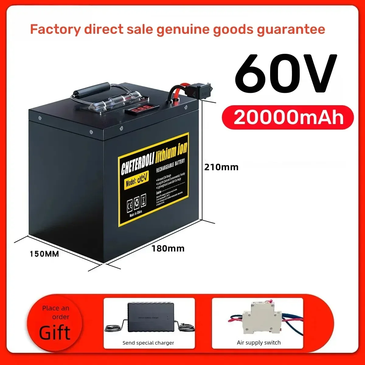 

60V20Ah electric bicycle lithium battery pack 60V72V30Ah 40Ah 50Ah 1000W 2000W 3000W electric bicycle motorcycle lithium battery