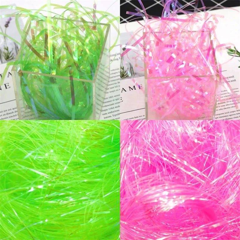 Plastic Raffia Iridescenc Paper Silk Thread Gift Box Decor Packaging Filler Candy Wrapping Birthday Wedding Party Favor Supplies