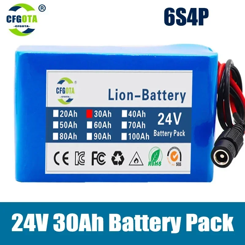 

24V Lithium Ion Battery pack, 6s4p 25.2v 30Ah, for electric bicycle Engines, built - in BMS protection,Sell with charger