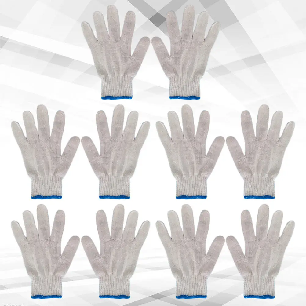 

10Pcs Labour Protection Gloves Wearproof Cotton Yarn Breathable Skin-Friendly Construction Site Mechanician Maintenance Home