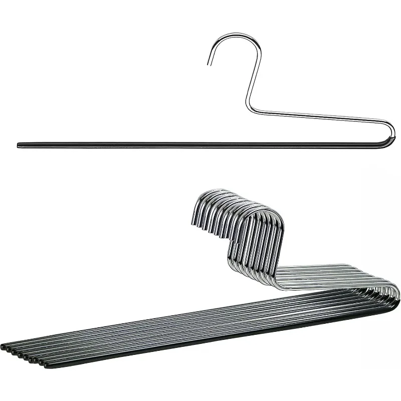 by Reston Lloyd Trouser Series Non-Slip Space-Saving Clothes Hanger with Single Rod for Pants, Style KH/1, Set of 10, Black