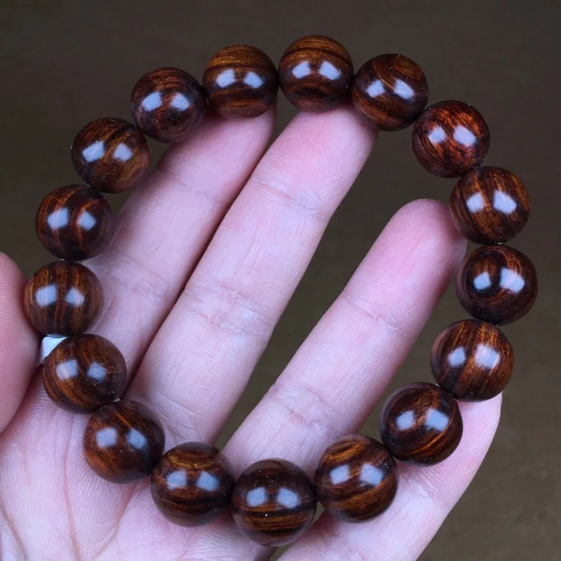 

Authentic Hainan Huanghuali 1.2-piece Purple Oil Pear Wood Bracelet Handmade Beaded Jewelry Wooden Product