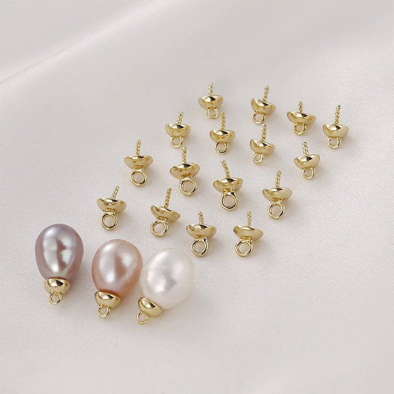 18K Gold Color Ribbon Cap Threaded Sheep's Eye Nail DIY Handmade Bracelet Necklace Pearl Pendant Basic Accessories Material