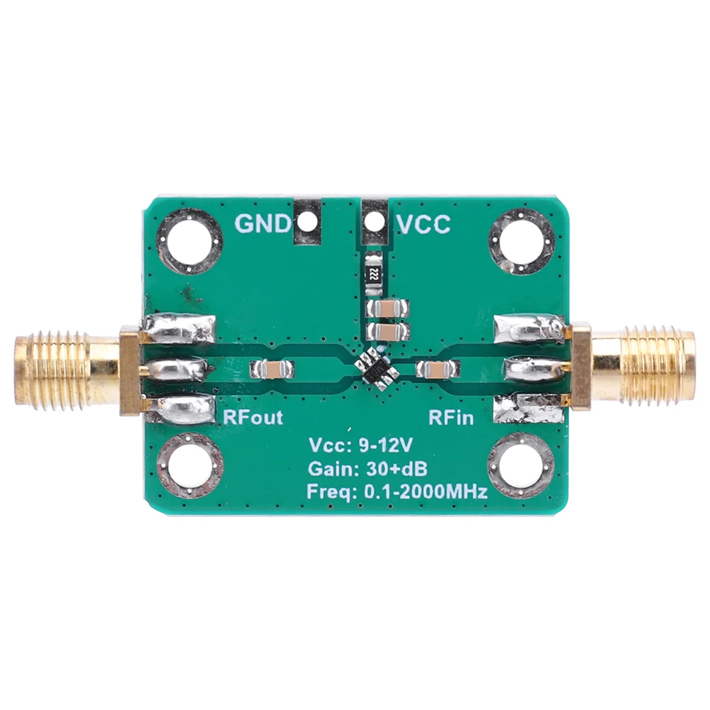 Gain 32dB Broadband RF Signal Amplifier Low Noise RF Signal Power Amplifier LNA 0.1-2000MHz RF Wideband Amplifier Board DC 9-12V