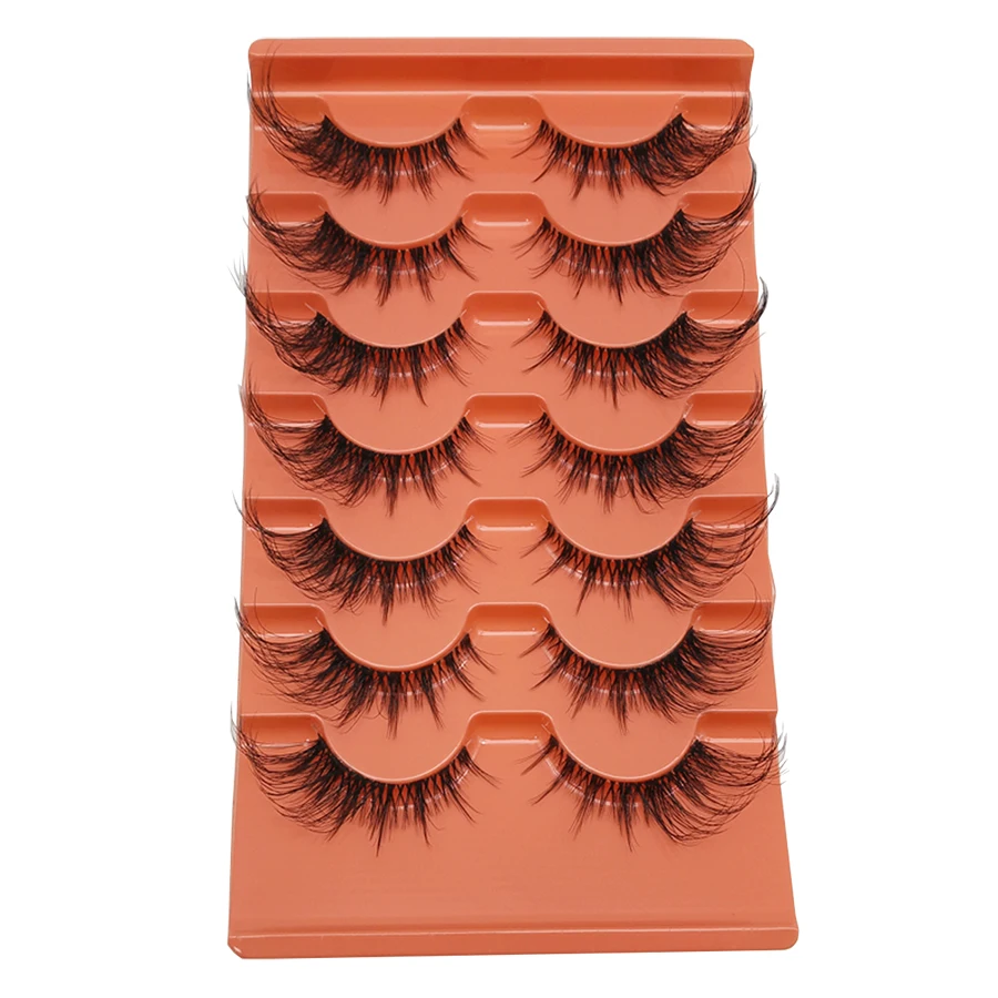 7 أزواج من الرموش الصناعية ذات العين المانجو الرقيقة 8D تمديد الرموش بأكملها بشكل طبيعي، مما يضيف الإشعال إلى العينين