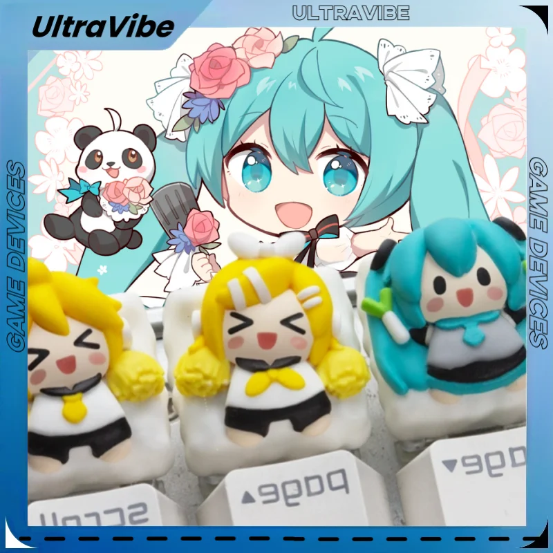 Miku Animation Theme ESC Keycap 1 Pcs Q Version Original Design Personalized Customized Resin Art Mechanical Keyboard KeycapGift