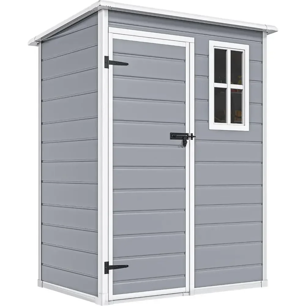 Gray 5x3ft Outdoor Resin Storage Shed with Floor, Waterproof and Lockable, Ideal for Tools, Garden, Backyard, Patio