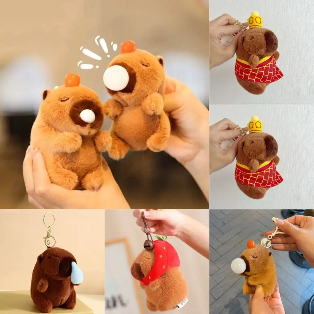 Cute Squeaky Capybara Stuffed Keychain Toy Soft Adorable Capybara Stuffed Animals Realistic Capybara Pendant for Kids Adults