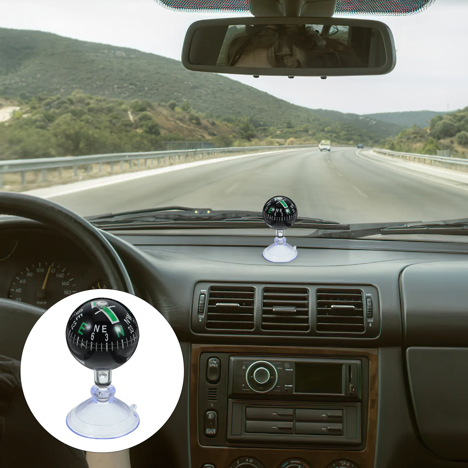 

Car Compass Ball Spherical Suction Cup Mount Auto Dashboard Navigation Tool For Vehicle Boat Truck Marine Use