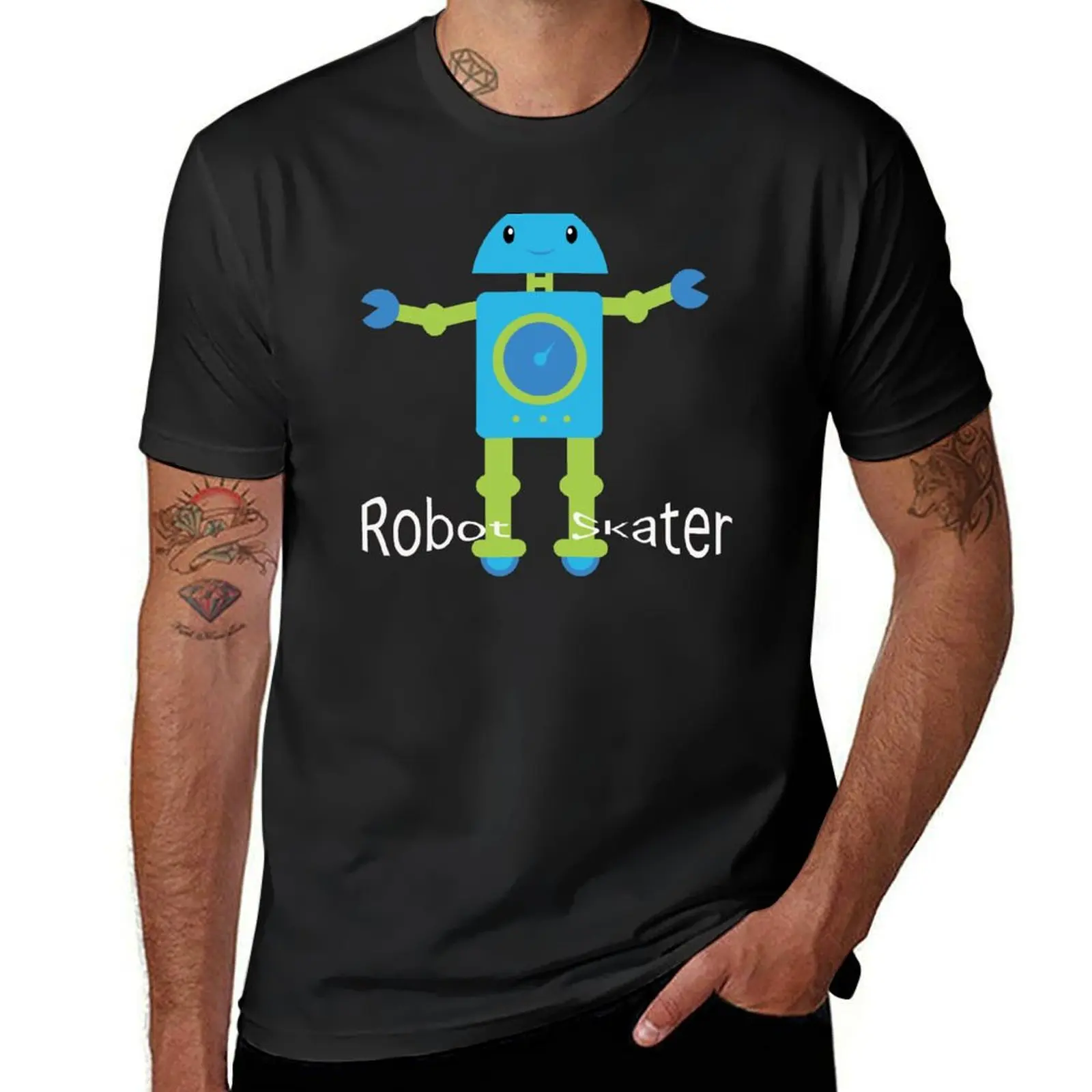 Robot Skater - Blue Boy Robot 2 T-Shirt blanks summer top Men's t shirts