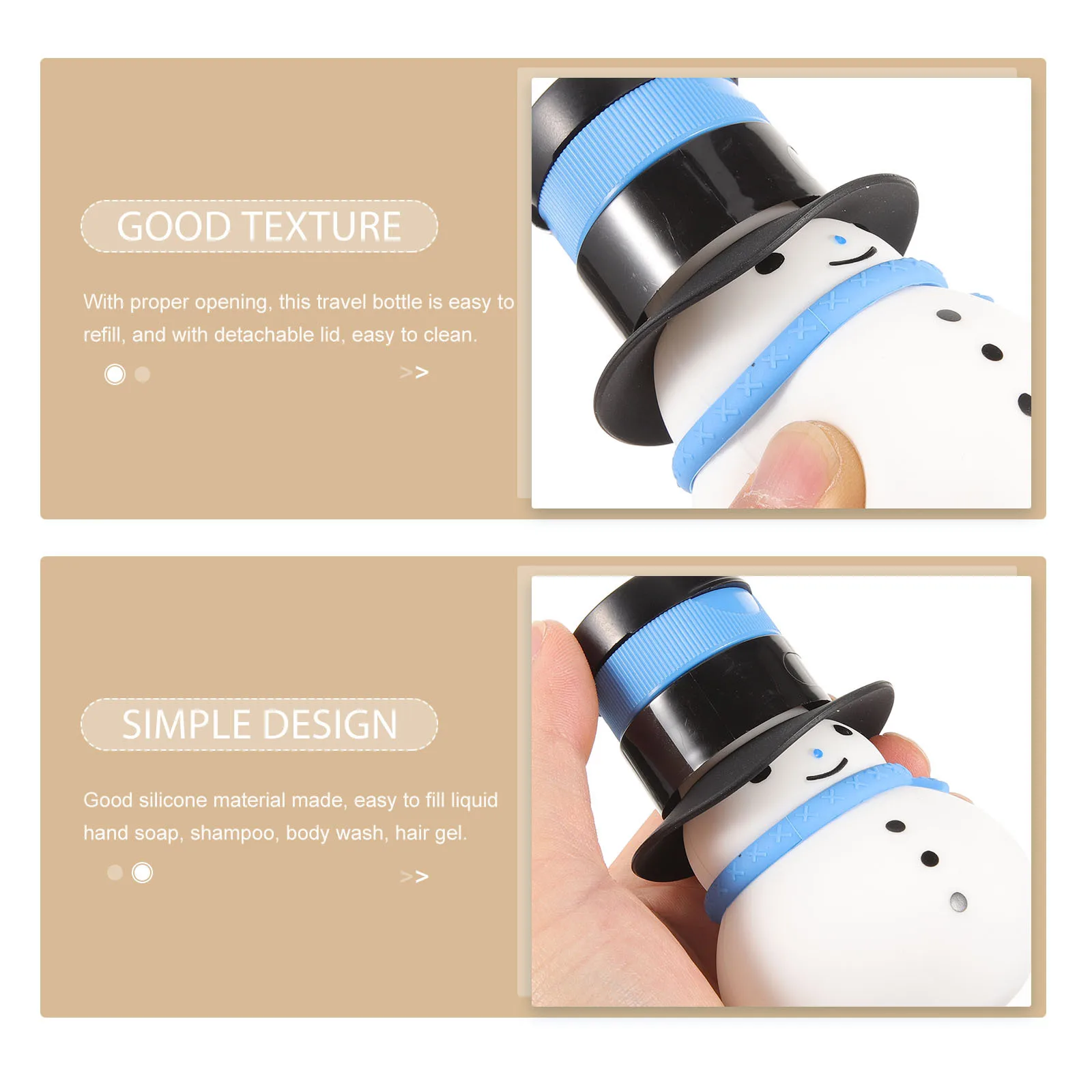 

Silicone Travel Bottle Xmas Snowman Form Leak Proof Refillable Shampoo Lotion Bottle for Travel Use Shampoo Bottles