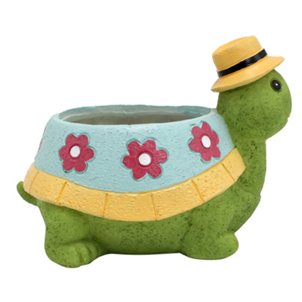 

Retro Turtle Flower Pot Resin Planter Cute Succulent Container Office Desk Garden Decor Small Plant Pot Creative Home