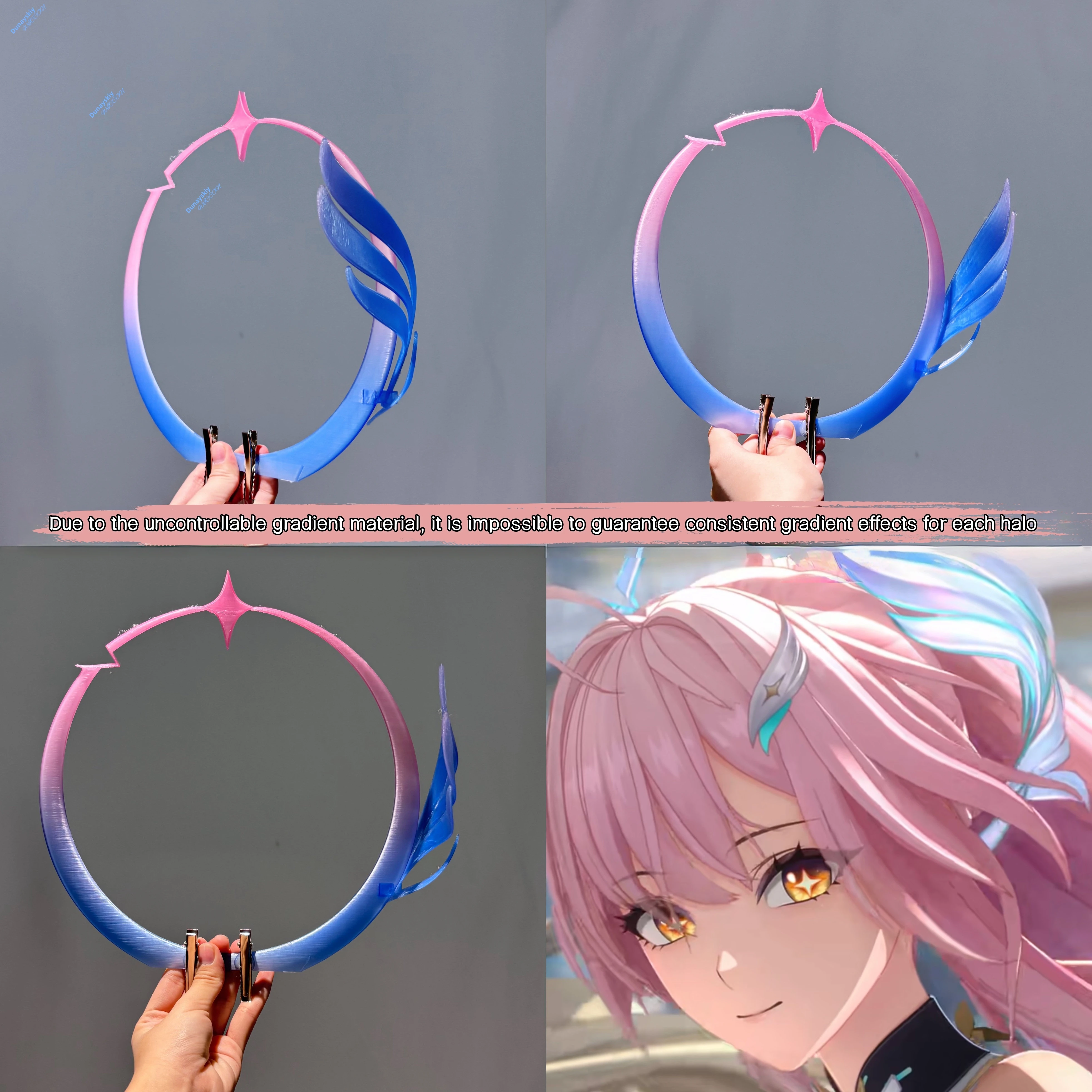 

Wuthering Waves Aemeath, реквизит для косплея, головной убор, парик, розовый, синий, градиентный головной убор, вечерние головные уборы на Хэллоуин для женщин и девочек, карнавал