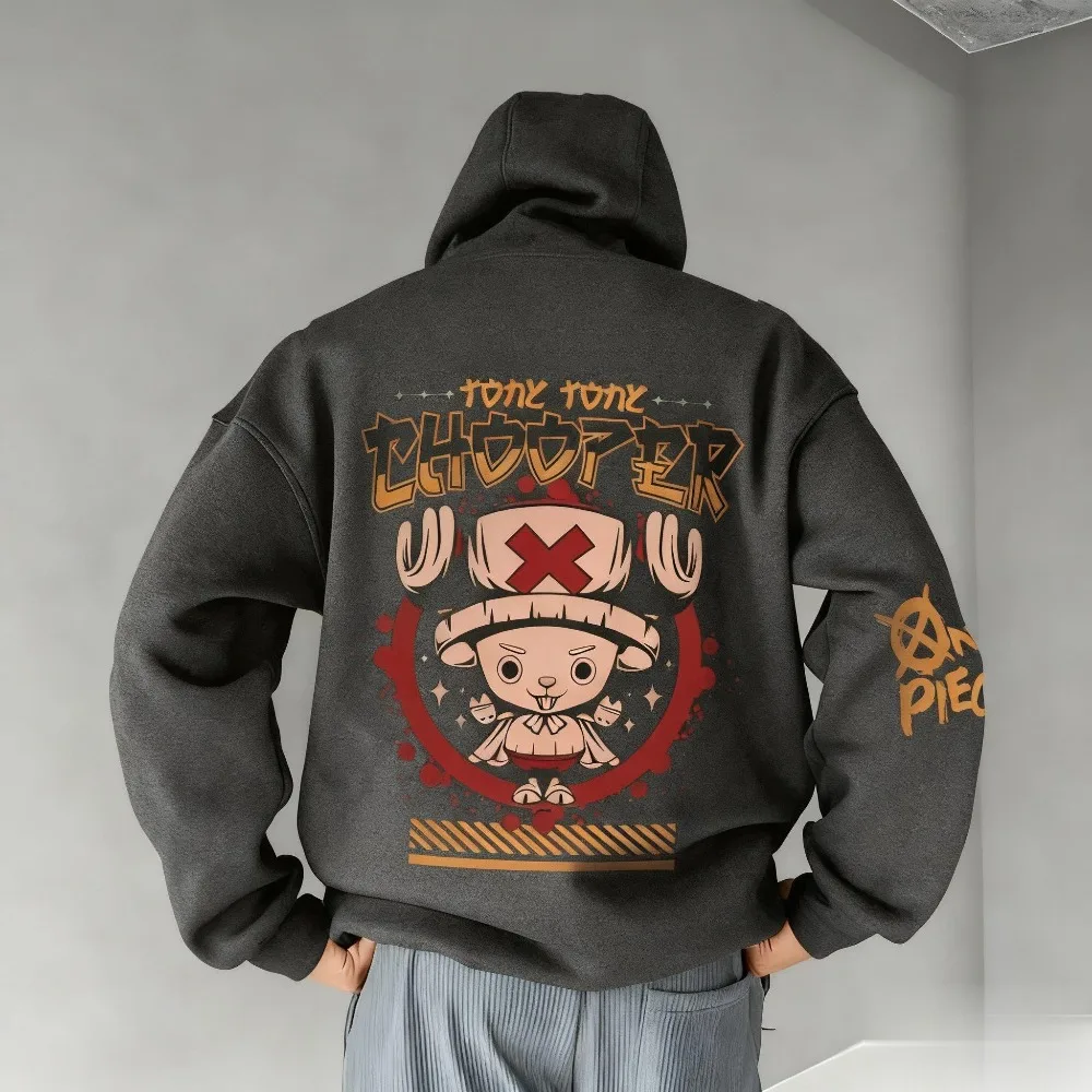 One Piece Tony Tony Chopper Hoodie Anime Unisex Autumn Winter Graphic Print Pullover Casual Streetwear Cosplay Sweatshirt New