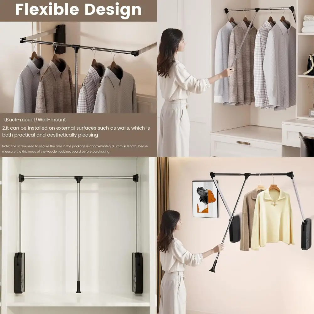 

Adjustable Stainless Steel Closet Rod, 33-47 Inches, Supports 30 lbs, for Hanging Clothes and Organizers