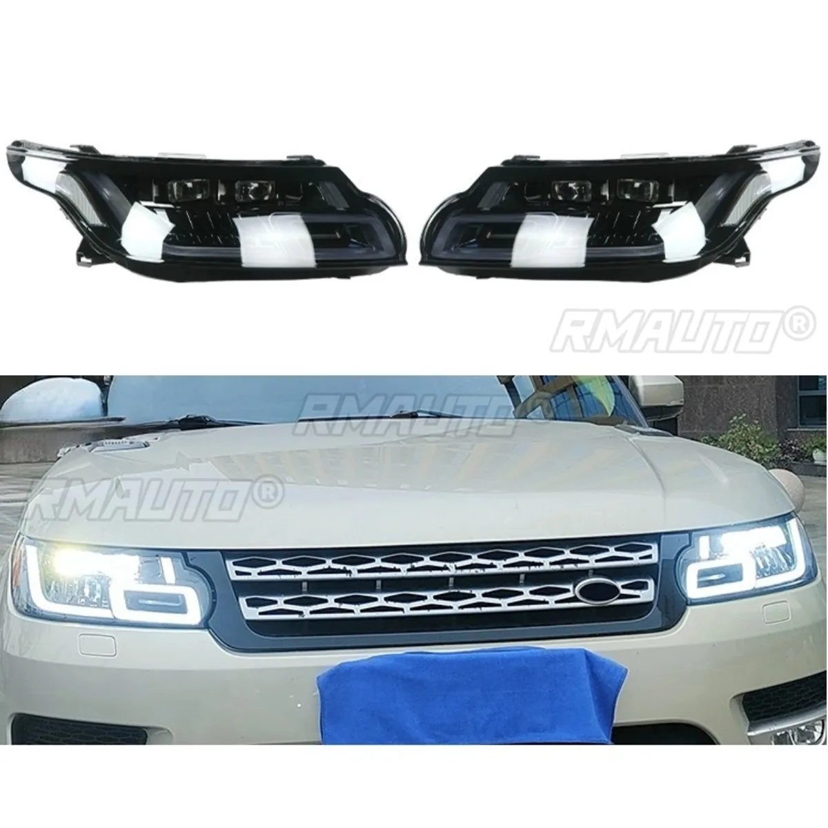 Dynamic Headlight Headlamp Daytime Running Light Low High Beam Chin Body Kit For Range Rover Sport 2014-2018 Car Accessories