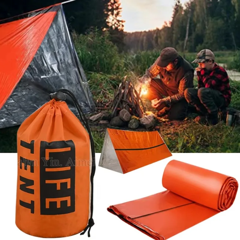 

STLF Outdoor Portable 2 Person Emergency Survival Shelter Waterproof Blanket Tarp Tent Survival Tube Tent for Camping Hiking