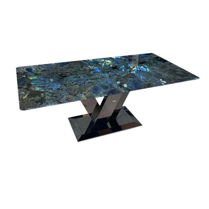 

Stone dining table Italian light luxury high-end modern simple luxury stone rectangular family villa marble
