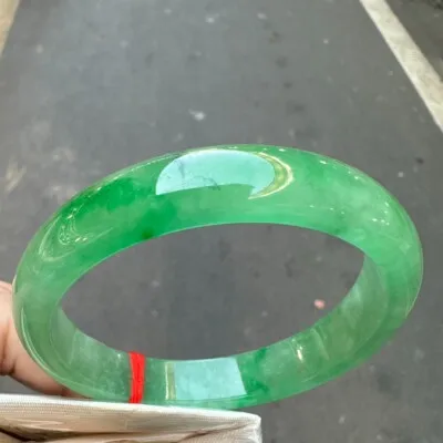 10 Real Natural Grade AAA Ice Green Burmese Jade jadeite bracelet bangle 57MM view 5