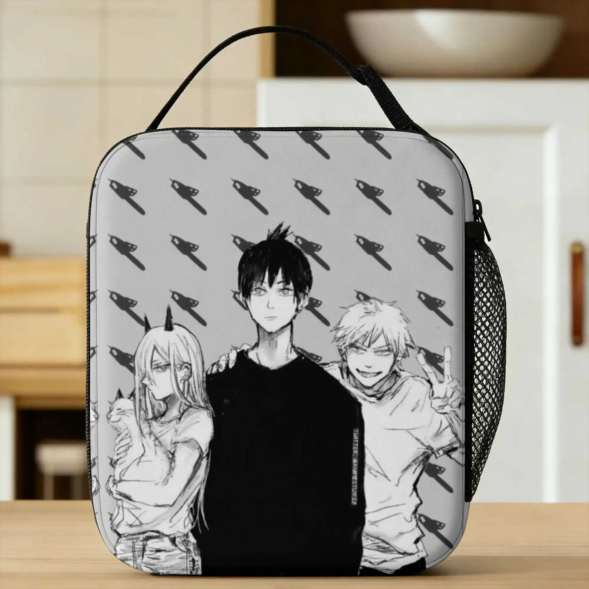 C-Chainsaws Man Manga Insulated Lunch Bag Large  Lunch Container Cooler Bag Tote Lunch Box College  Travel Food Storage Bags