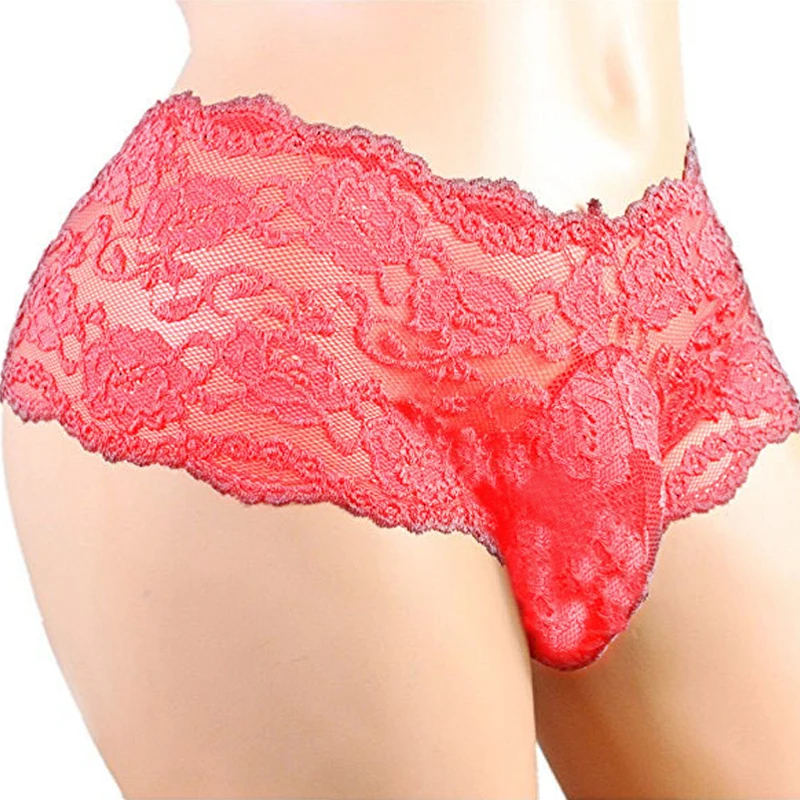 Men\'s Lace Underwear Plus Size Sissy Breathable Sexy Panties Male Sex Lingerie G-String Thongs Jockstrap Briefs Porno Underpants