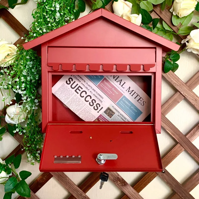 INS Iron Mail Box Hanging Wall Decoration Waterproof Mailbox Outdoor Creative Newsbox European Retro Mail Box