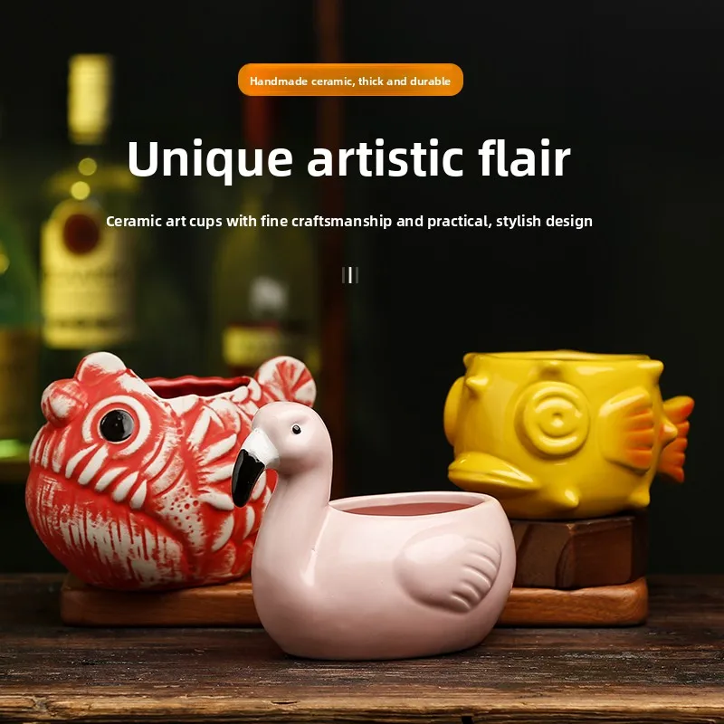 Creative Ceramic Tiki Zombie Skull Animal Cup for Bar Cocktails Personalized Summer Hawaiian Cocktail Cup Soul Bar European S...