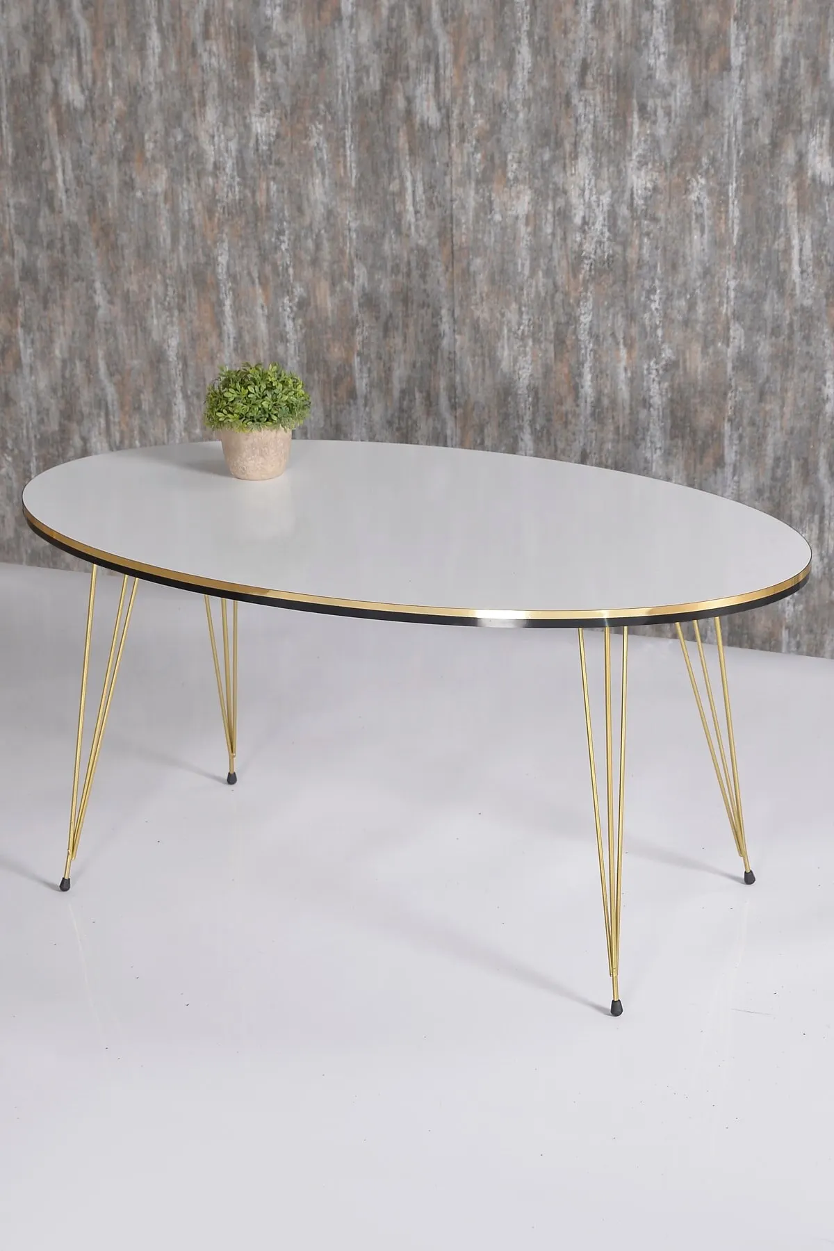 Escandinavo Gold Metal Wire Leg Coffee Table, moderna mesa de serviço de chá, sala e sala de estar, Ellipse Center, R