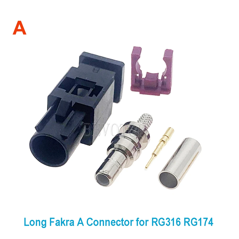 2PCS Fakra Crimp Longer Connector for RG316 RG174 LMR100 Cable Car Radio FM GPS Antenna Fakra AdapterA B C D E F G H I K L M N Z