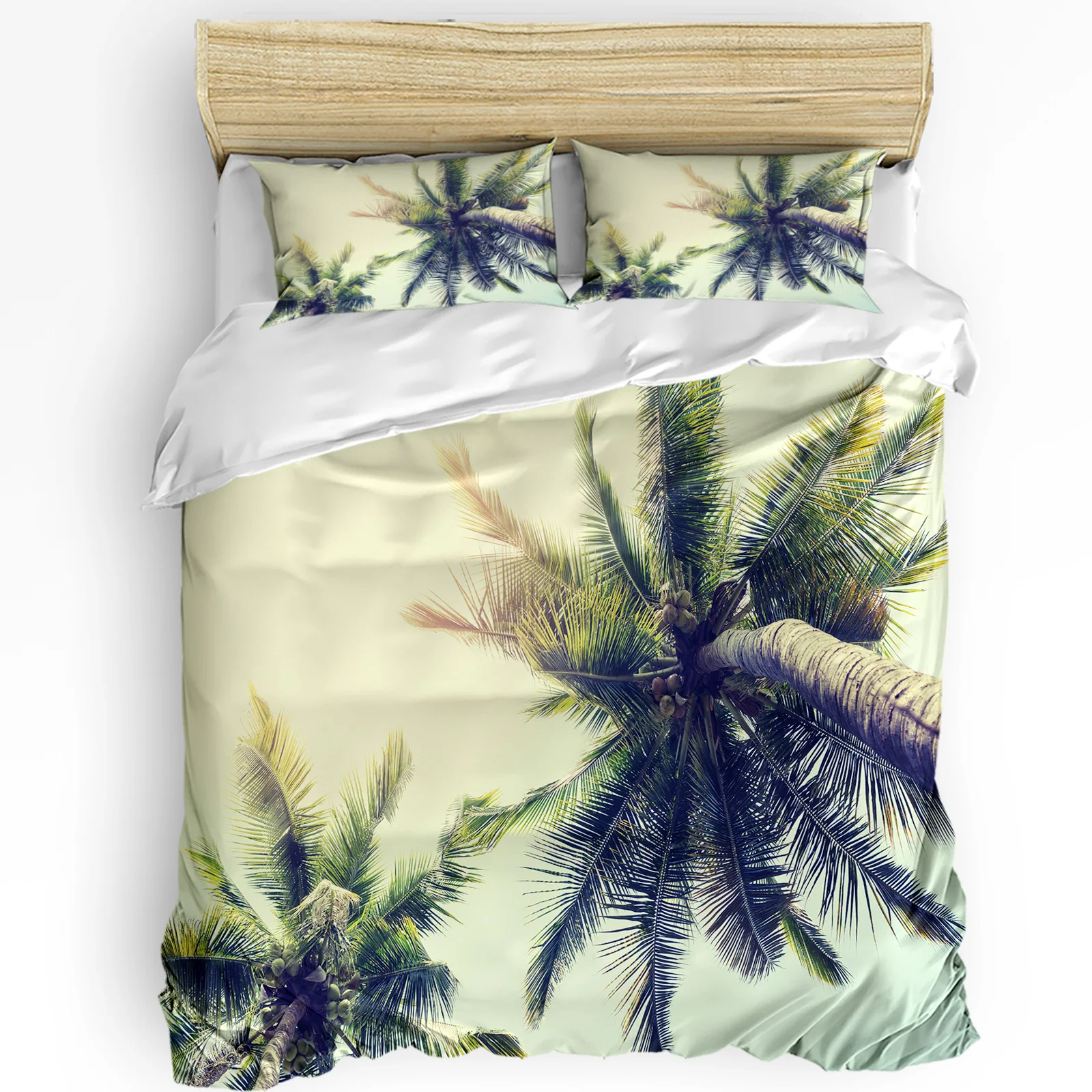 

Tropical Landscape Beach Palm Trees 3pcs Duvet Cover Set with Pillow Case Double Comforter Bedding Set Quilt Cover Couple Bed