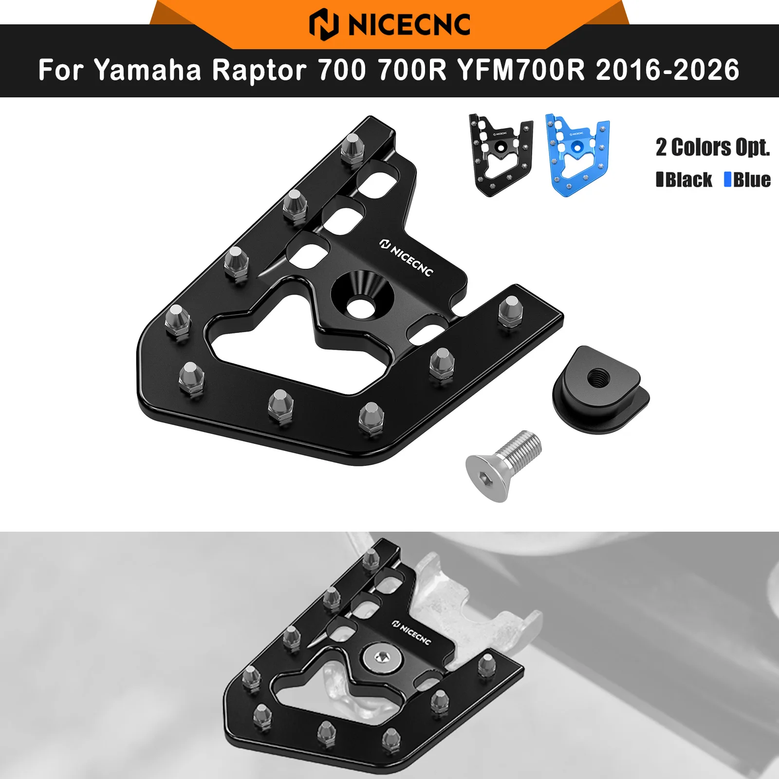 

NICECNC ATV Pedal Extender For Yamaha Raptor 700 2013-2026 700R 2016-2026 SPECIAL EDITION 2013-2016 2018-2026 6061-T6 Aluminum