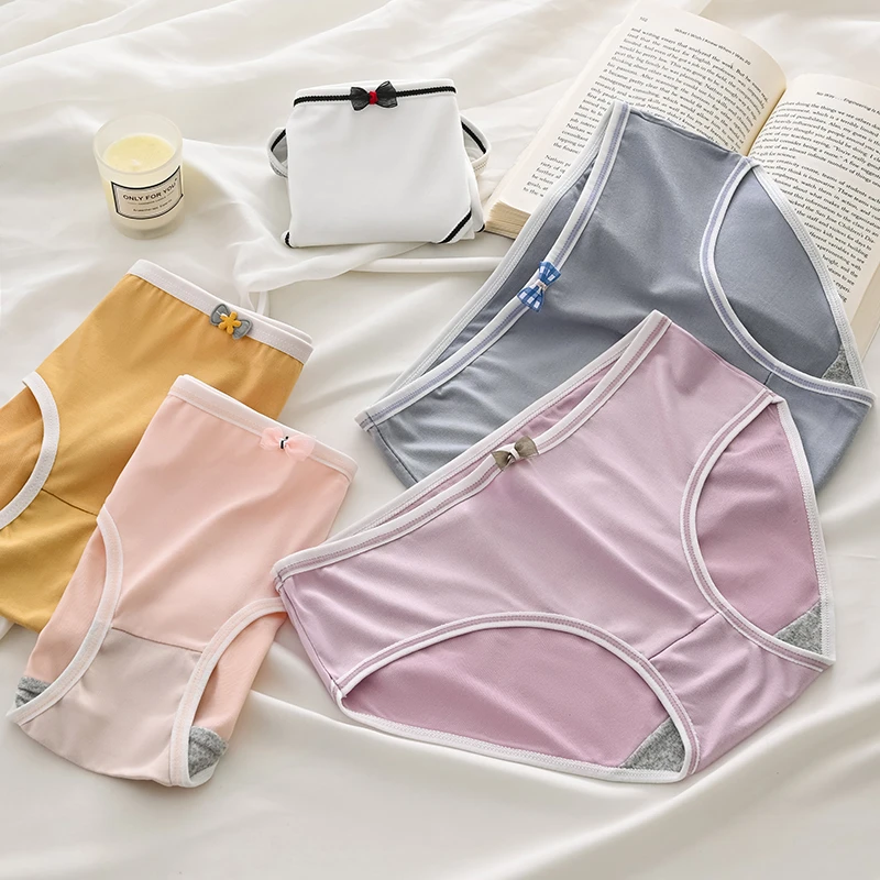 3 pz/set Lingerie Girl mutandine Sexy biancheria intima femminile morbida papillon vita media comodi slip carini intimo da donna traspirante